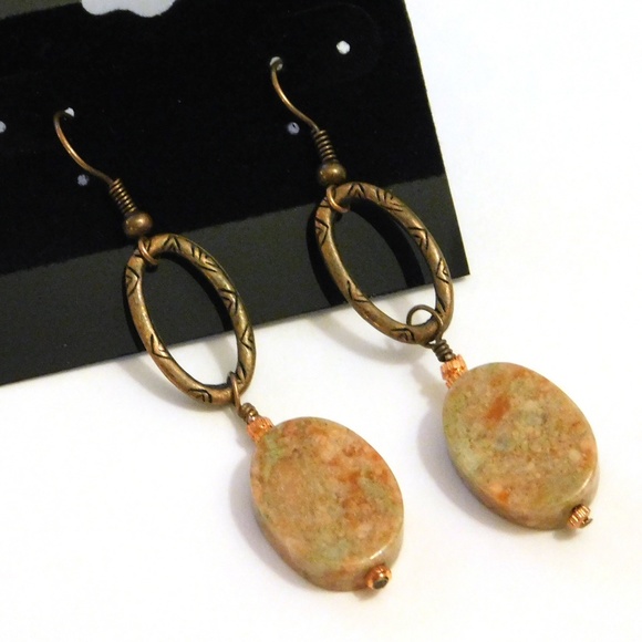 Princess Gems Jewelry - Unakite Gemstone Earrings